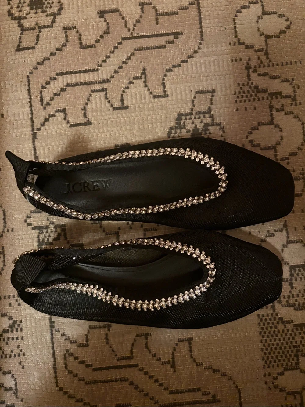 J.Crew Quinn rhinestone-embellished ballet flats in mesh